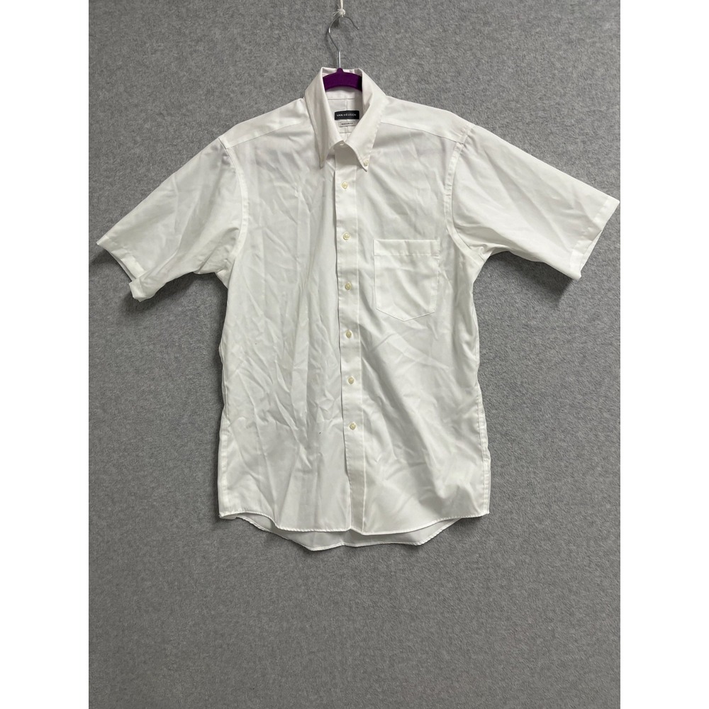 Van Heusen Shirt Mens White Regular Fit Pleated Button Down Streetwear Casual